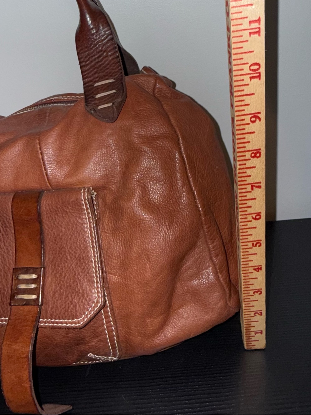 Sofia C Leather Shoulder Bag in Cognac Brown - Picture 9 of 11